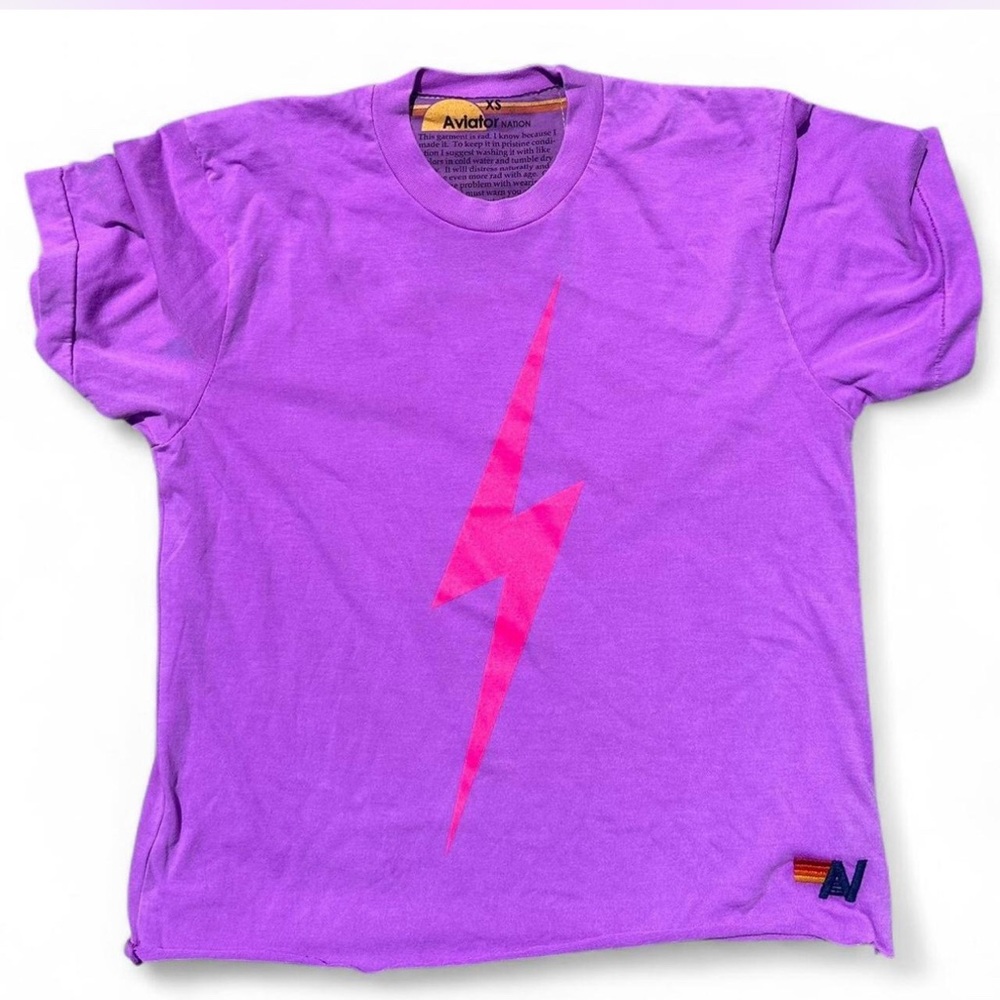 AVIATOR NATION NEON PURPLE SHIRT TOP XS